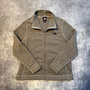 The North Face Womens XXL Crescent Full Zip Fleece Jacket Grey Heather Sweater